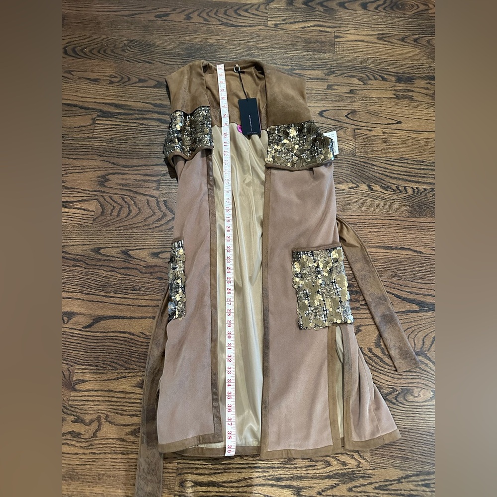 Save The Queen Camel and Sequin Tie Vest - Picture 9 of 10